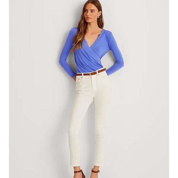 Luren Ralph Lauren surplice jersey top, blue, L - Picture 5 of 7